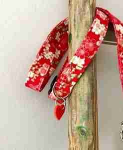 Scrufts Sakura Red Floral Dog Collar and Lead