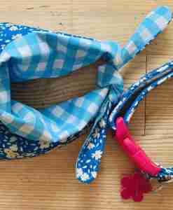 Scrufts Daisy Blue and White Floral Dog Collar With Matching Bandana