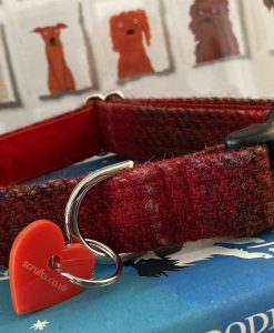 Scrufts' Berry Crumble Velvet Lined Harris Tweed Dog Collar