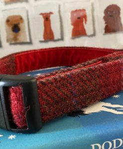 Scrufts' Berry Crumble Velvet Lined Harris Tweed Dog Collar