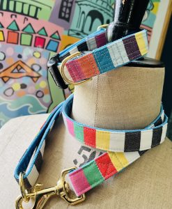 Scrufts Brighton Rocks Striped Dog Collar and Lead with Velvet Lining